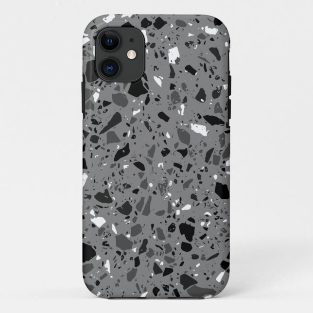 Coques Case-Mate iPhone design en terrazzo noir et blanc (Dos)