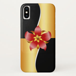 Case-Mate iPhone Case Design floral élégant en noir et or