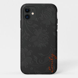 Coques Pour iPhone Design floral élégant monochromatique gris foncé
