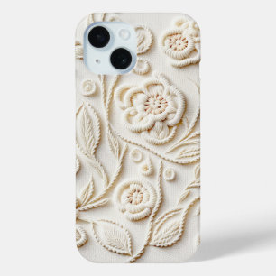 Coque Pour iPhone 15 Design floral ivoirien brodé