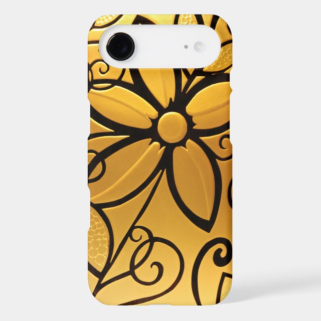Coques Case-Mate iPhone Design floral jaune doré (Verso)