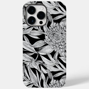 Coque Pour Pour iPhone 14 Pro Max Design floral noir et blanc pour boîtier téléphoni