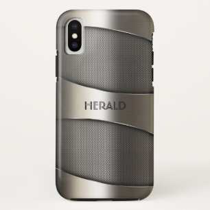 Coque iPhone X Design géométrique en métal gris