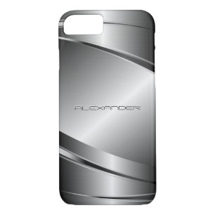 Coque iPhone 8/7 Design géométrique gris argent métallique