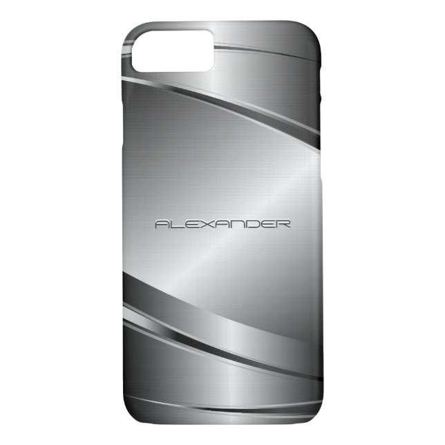 Coques Case-Mate iPhone Design géométrique gris argent métallique (Dos)