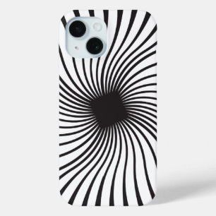 Coque Pour iPhone 15 Design kaléidoscope noir et blanc