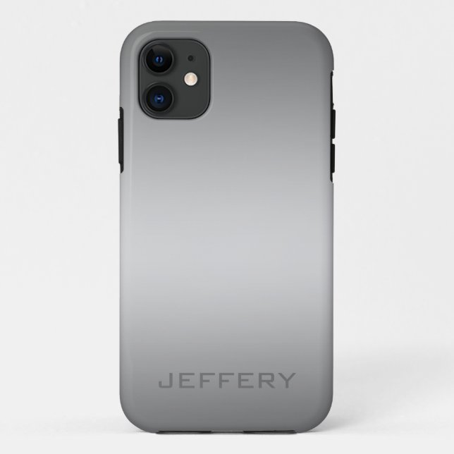 Coques Case-Mate iPhone Design métallique gris argent lisse Monogramme (Dos)