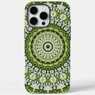 Coques iPhone 16 Pro Max Design Motif Mandala vert et blanc