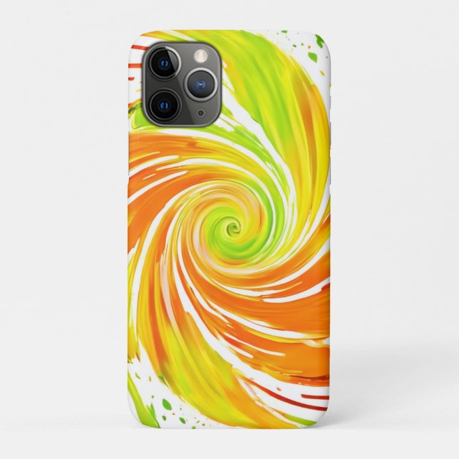 Coques Case-Mate iPhone Design spiral vert et orange (Dos)