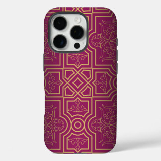 Coques iPhone 16 Pro Design symétrique luxueux avec motifs floraux.