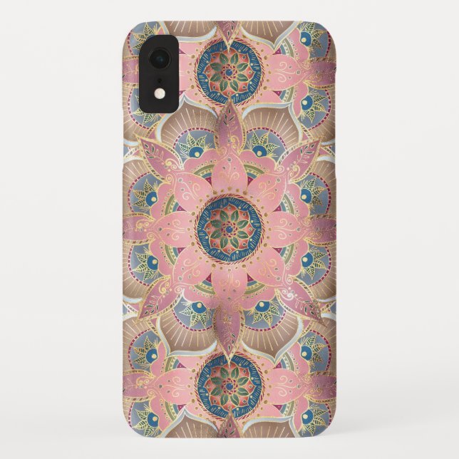 Coques Case-Mate iPhone Design tendance métal or et rose Mandala (Dos)