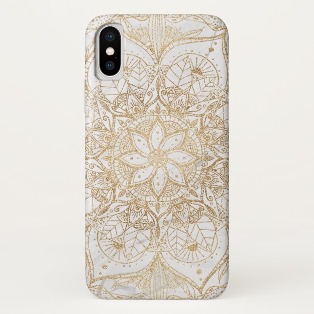 Coques Case-Mate iPhone Design tendance or floral Mandala Marble (Dos)