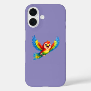 Coque Pour iPhone 16 Dessin animé de perroquet joyeux pour enfants et o