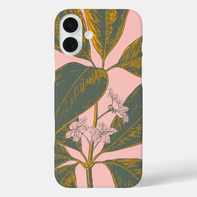 Coques Case-Mate iPhone Dessin botanique rose et vert Palm Frond (Verso)