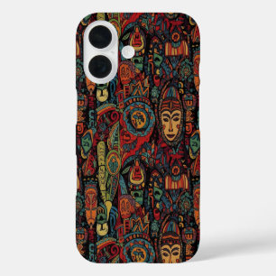 COQUE POUR iPhone 16 DESSIN D'ART TRIBAL AFRICAIN