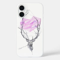 Dessin de coeur géométrique rose et cerf Art anima