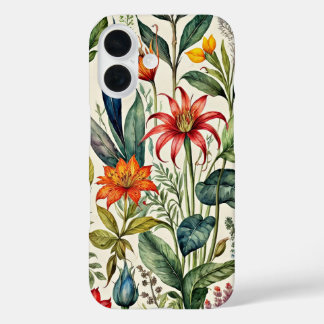 Coque Pour iPhone 16 Dessin de fleurs dans un style pastel