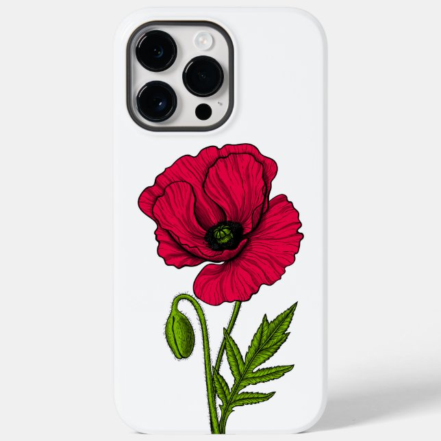 Coques Case-Mate iPhone Dessin de pavot rouge (Verso)