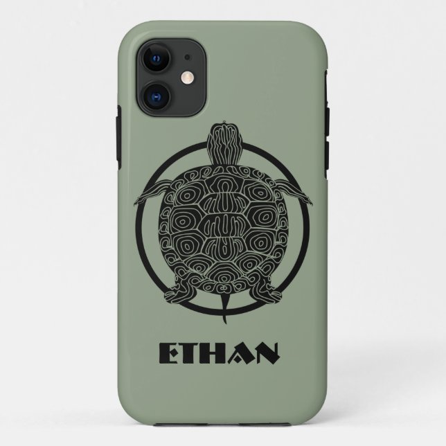 Coques Case-Mate iPhone Dessin de tortue - Série de cercles fauniques (Dos)