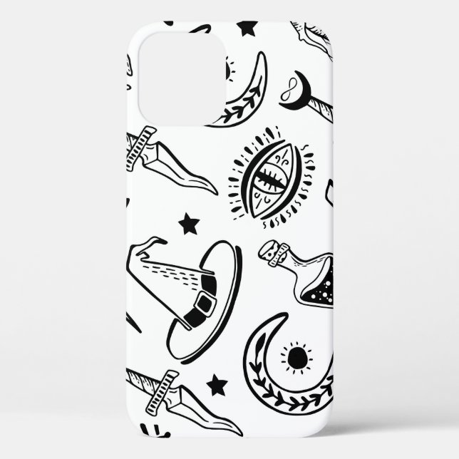 Coques Case-Mate iPhone Dessin d'encre magique Motif sans couture (Verso)
