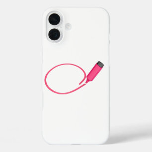 Coques iPhone 16 Plus Dessin d'un cercle avec un surligneur rose