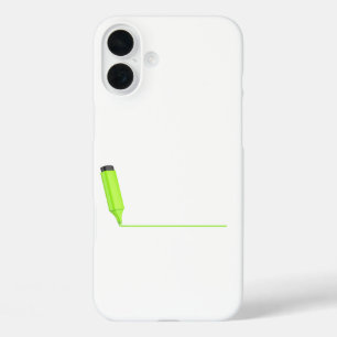 Coques iPhone 16 Plus Dessin d'une ligne droite avec un surligneur vert
