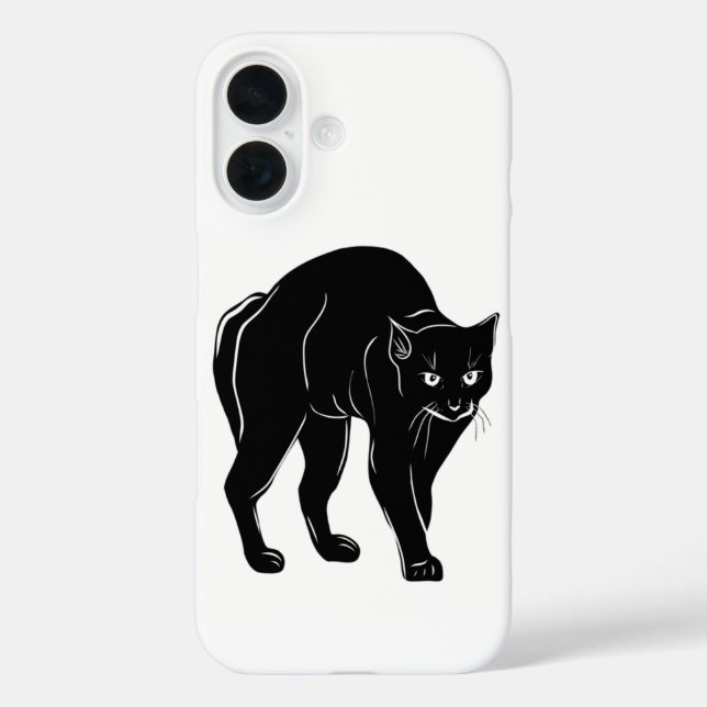 Coques Case-Mate iPhone Dessin en silhouette de chat noir à rallonge d'Hal (Verso)