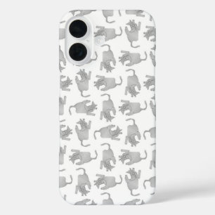 Coque Pour iPhone 16 Dessin esquissé à motif de chat vu de haut