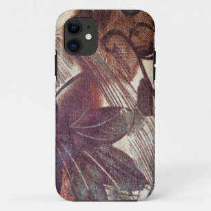 Coque iPhone 11 Dessin floral abstrait marron 1