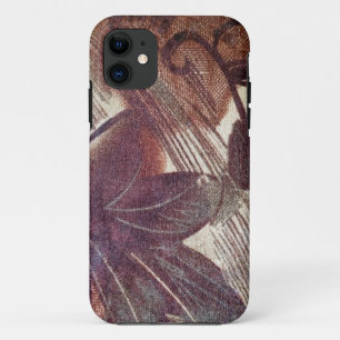 Coque iPhone 11 Dessin floral abstrait marron 1