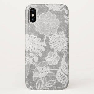 Case-Mate iPhone Case dessin floral gris argent