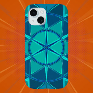 Coque Pour iPhone 15 Dessin Mandala Blue