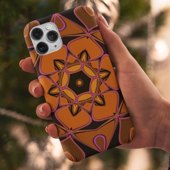 Coques Case-Mate iPhone Dessin Mandala Fleur orange rose et noir (Créateur téléchargé)
