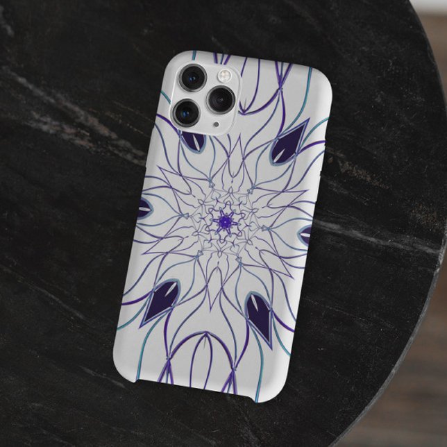 Coques Case-Mate iPhone Dessin Mandala Flower blanc et violet (Créateur téléchargé)