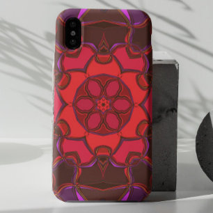 Case-Mate iPhone Case Dessin Mandala Flower rouge rose et violet