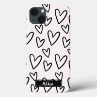 dessin mignon noir blanc coeur amour personnalisé