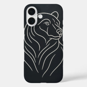Coque Pour iPhone 16 Dessin minimaliste de ligne d'ours