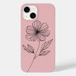 Coque Pour iPhone 14 Dessin minimaliste en ligne de fleurs