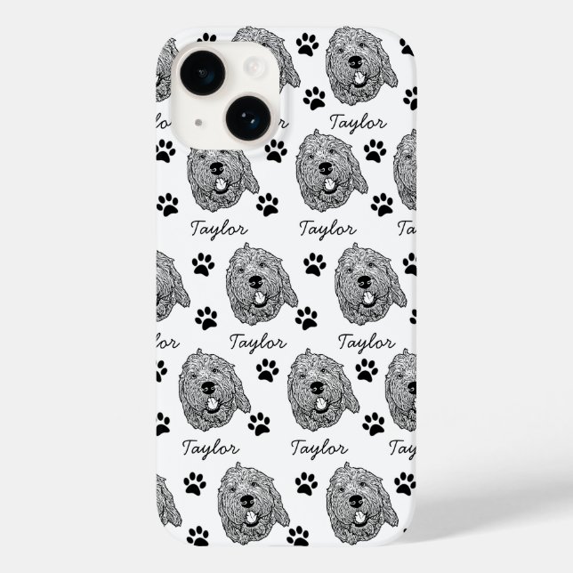 Coques Case-Mate iPhone Dessin personnalisé Goldendoodle Chien (Verso)