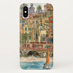 Coque iPhone X Destinations   Watercolor Beach & Bâtiments