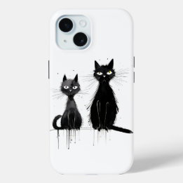 Coque Pour iPhone 15 Deux chats noirs