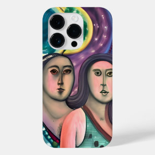 Coque Pour iPhone 14 Pro Deux femmes sous la lune