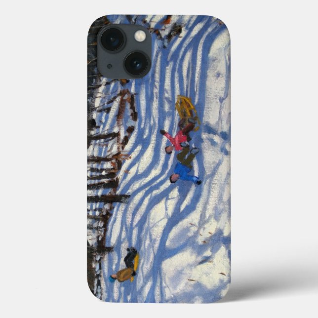Coques Case-Mate iPhone Deux garçons tombant un traîneau Morzine (Verso)