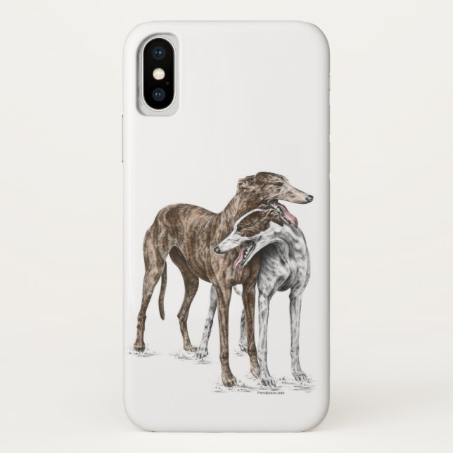 Coques Case-Mate iPhone Deux Greyhound Friends Dog Art (Dos)