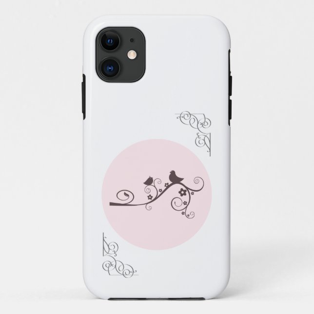 Coques Case-Mate iPhone Deux oiseaux assis sur une branche de boue rose (Dos)