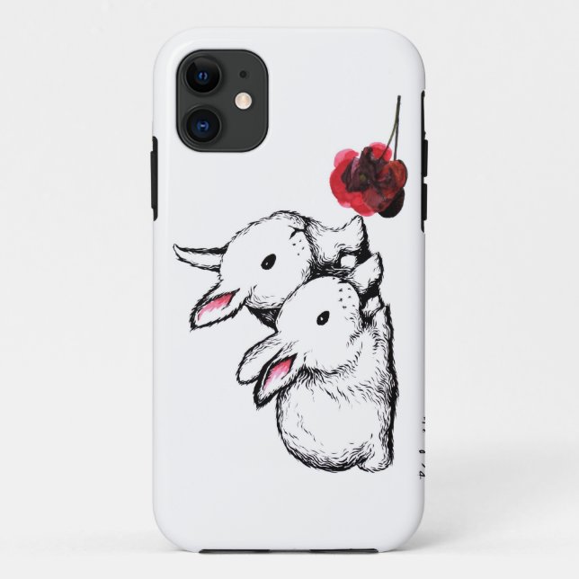 Coques Case-Mate iPhone Deux petits lapins blancs (Dos)