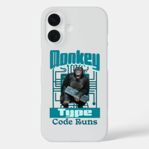 Coque Pour iPhone 16 Développeur Full-Stack de type singe, code s'exécu