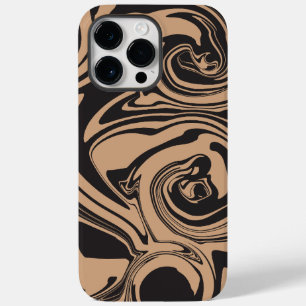 Coque Pour Pour iPhone 14 Pro Max Déverser dans Tan et Noir rétro, tourbillon de mar