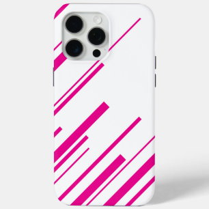Coque iPhone 15 Pro Max Diagonales en Magenta et Blanc