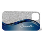 Diamant Faux Bling Navy Blue Monogramme Nom